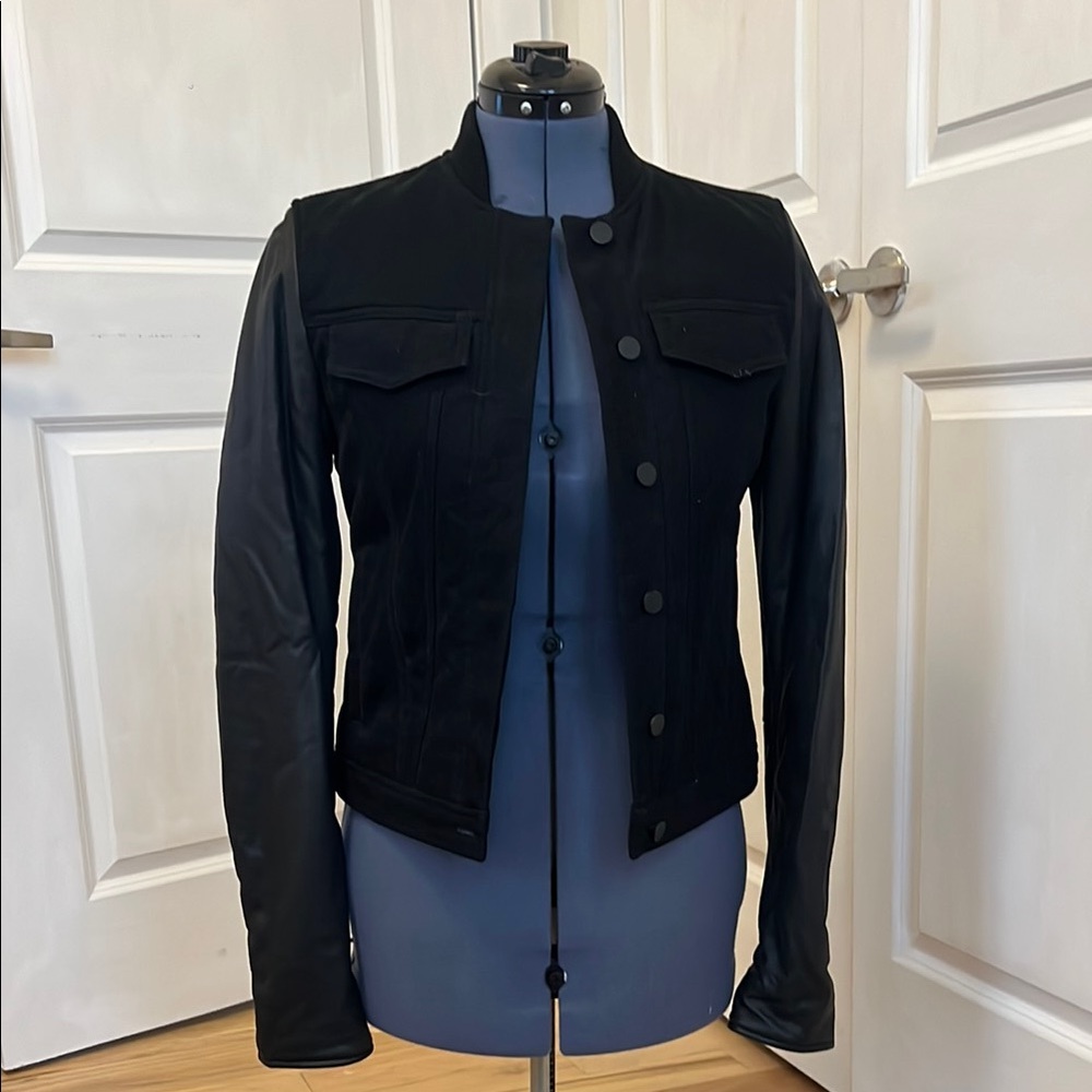 Alexander Wang denim jacket with leather sleeves